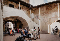 Civil wedding ceremony in a Tuscan courtyard