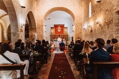 Religious wedding ceremony in a Tuscan church