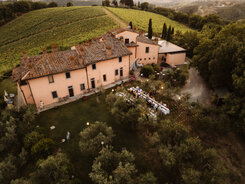 Aerial view of a Tuscan villa wedding venue