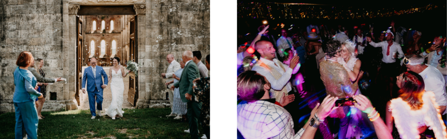 Wedding ceremony and wedding party in Tuscany